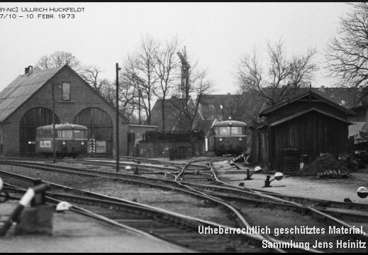 EBOE Bw Barmstedt Blick vom Bf mit VT3.10 VT3.08 VS3.52 10-Feb-1973